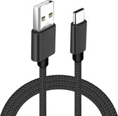 JUALL USB-C naar USB Kabel - USB C Data en Oplaadkabel - Oplader Geschikt voor Samsung, Huawei, Xiaomi, Oppo, iPhone 15 - 2 Meter Zwart Gevlochten