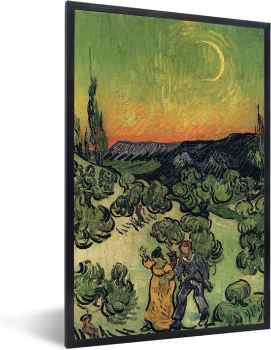 Fotolijst incl. Poster - Wandelen tijdens de schemering - Vincent van Gogh - 60x90 cm - Posterlijst