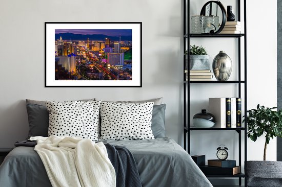 Cadre photo avec affiche - Nuit - Las Vegas - Violet - 90x60 cm - Cadre pour affiche