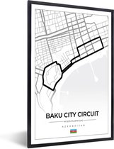 Fotolijst incl. Poster - Racebaan - Circuit - F1 - Baku City Circuit - Azerbeidzjan - Wit - 40x60 cm - Posterlijst