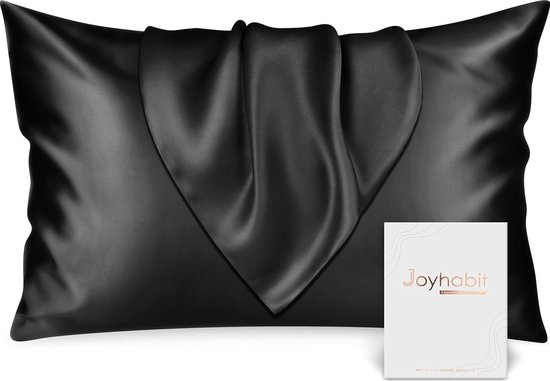 Kussensloop van natuurlijk zijde, 19 mm, 40 x 60 cm, zwart, zacht en ademend zijden kussensloop voor huidbescherming, zweetvrij tijdens het slapen