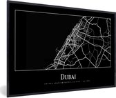 Fotolijst incl. Poster - Stadskaart - Dubai - Kaart - Plattegrond - 120x80 cm - Posterlijst