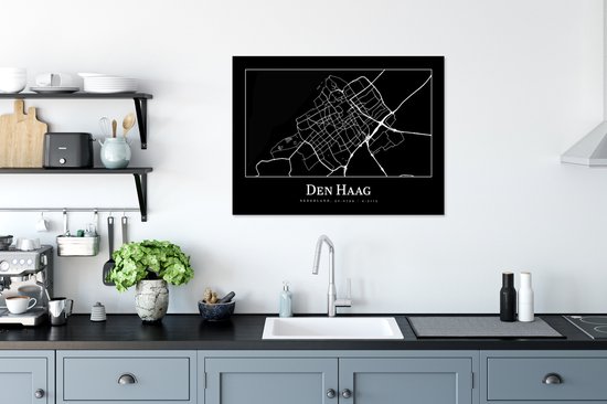 Fotolijst incl. Poster - Plattegrond - Den Haag - Kaart - Stadskaart - 80x60 cm - Posterlijst