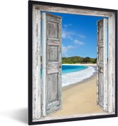Fotolijst incl. Poster - Zee - Tropical - Doorkijk - Strand - 60x80 cm - Posterlijst
