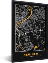 Fotolijst incl. Poster - Goud – Duitsland – Plattegrond – Gold – Stadskaart – Kaart – Neu Ulm - 60x90 cm - Posterlijst