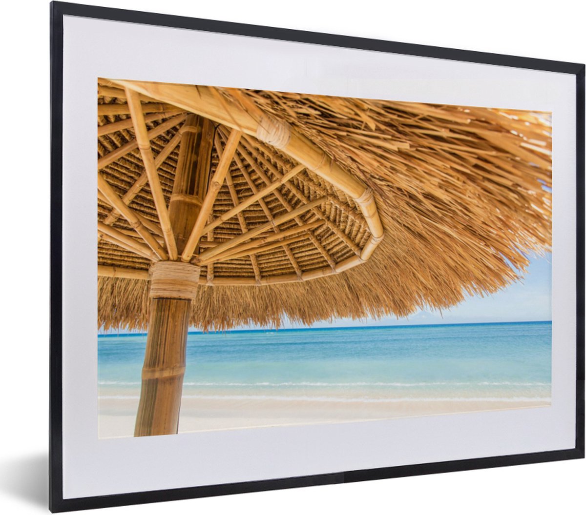 Fotolijst incl. Poster - Parasol - Strand - Zee - Tropisch - 40x30 cm - Posterlijst