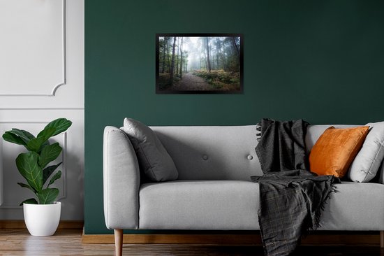 Image encadrée - Chemin forestier à travers une forêt brumeuse cadre photo 30x20 cm - Affiche encadrée (Décoration murale salon / chambre)