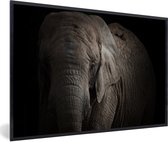 Fotolijst incl. Poster - Olifant - Portret - Dieren - Zwart - 120x80 cm - Posterlijst