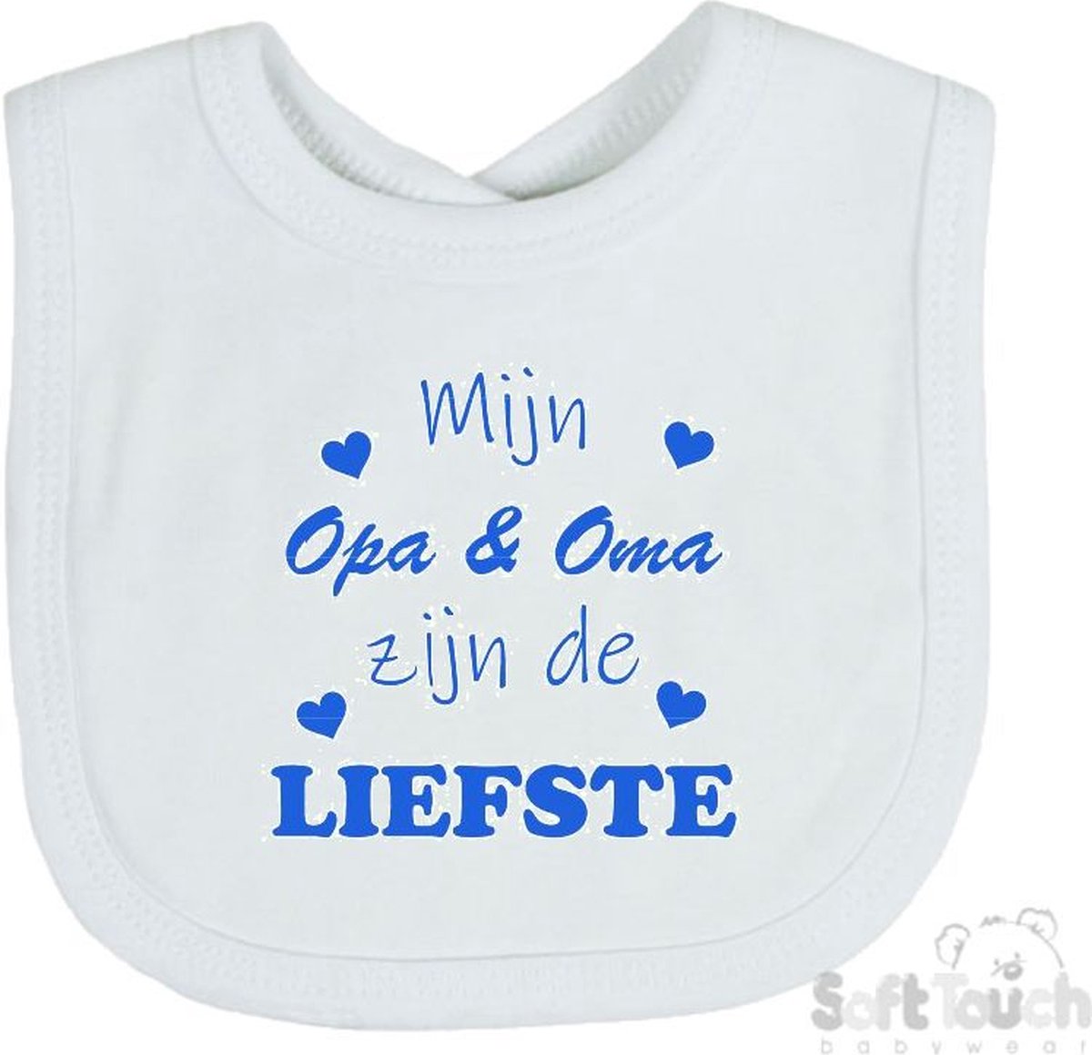Goedkoopste Soft Touch Slabber Slabbetje Slab Mijn Opa & Oma zijn de liefste Unisex Katoen Wit/blauw Maat 33x22 Cm