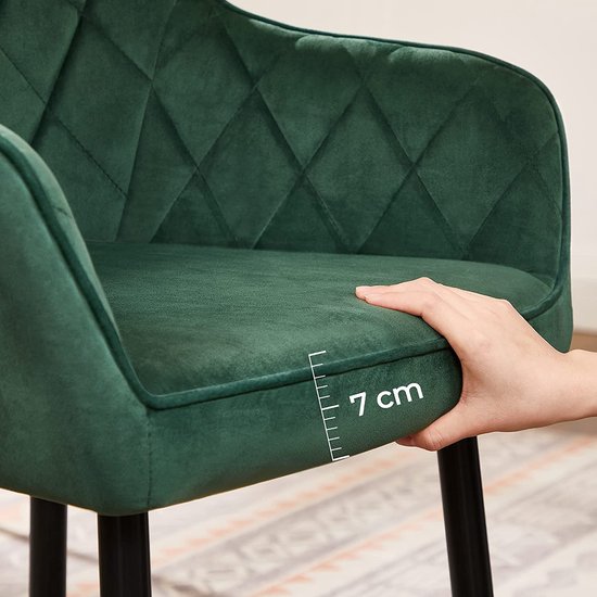 Eetkamerstoel - Fluwelen stoelen - Met armleuningen - Modern - Groen