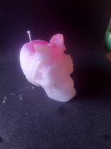 kaars skull met strik roze