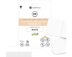 Cosmeau Witte Was Wasmiddel Wasstrips 20 Wasbeurten - Wasvellen - Wasdoekjes - Detergent Sheets - Wasdoekjes - Proefpakket