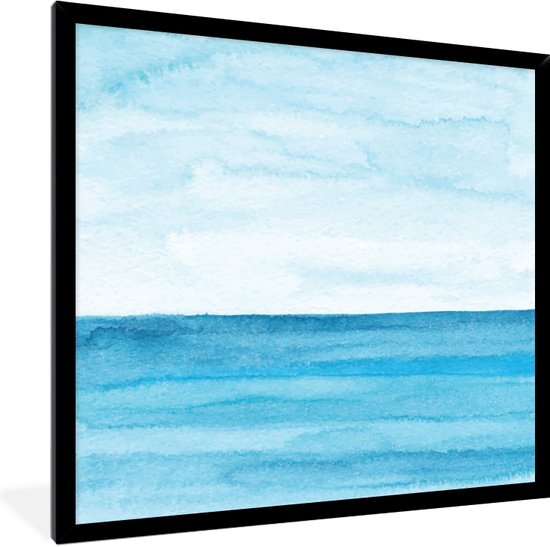 Fotolijst incl. Poster - Zee - Waterverf - Blauw - 40x40 cm - Posterlijst