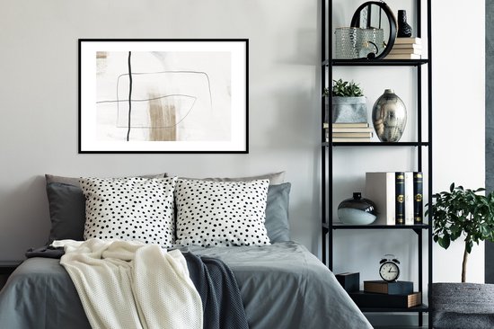 Affiche avec cadre Peinture - Zwart - Wit - 90x60 cm