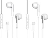 Écouteurs iPhone 15 avec connecteur USB-C - 2 pièces - Filaire - Convient pour Apple iPhone 15, iPad Air 4e / 5e / Pro 11 / MacBook Air / Pro - Cadeau - Wit
