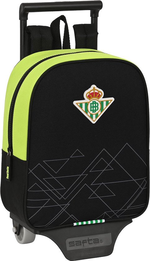 Schoolrugzak met Wielen Real Betis Balompié Zwart Limoen 22 x 27 x 10 cm