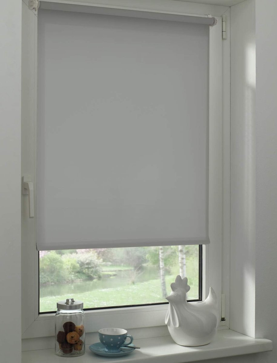 Rolgordijn om te klemmen of te lijmen, daglichtrolgordijn, ondoorzichtig, alle montageonderdelen meegeleverd, rolgordijn uni, steengrijs, 90 x 210 cm (B x H)