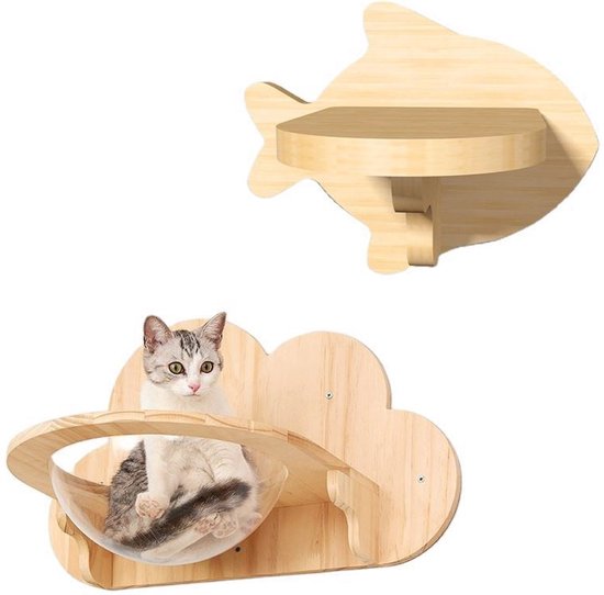 Kattenkom en plateau - Katten klimmuur - Katten klim wand - Krabpaal muur - Klimmuur kat