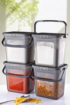Nandy Home - Multibox Voorraadpotten (4-delig) - Transparant /Antraciet - Kunststof - BPA-vrij