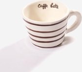 Set van 2 - Cup latte brown stripes - Kop met oor - handgemaakt - duurzaam - Agneta Livijn