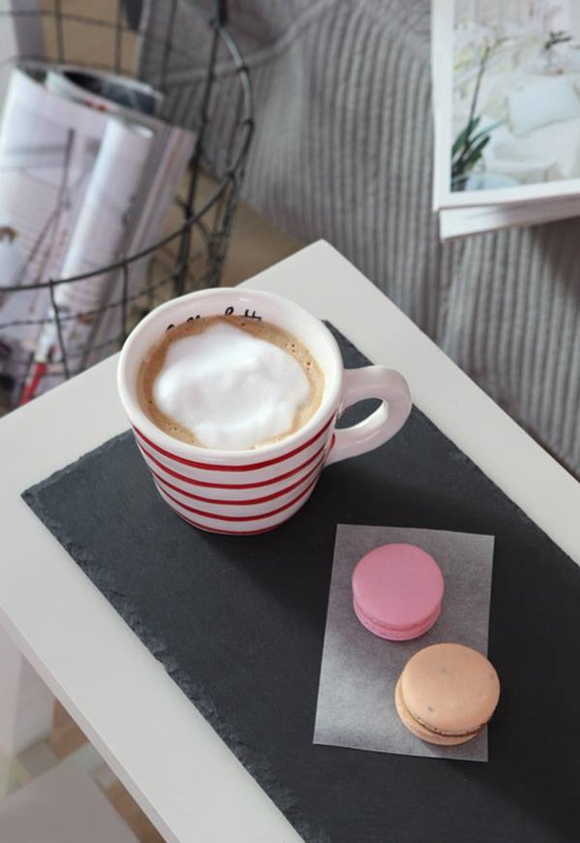Set van 2 - Cup latte red stripes - Kop met oor - handgemaakt - duurzaam - Agneta Livijn