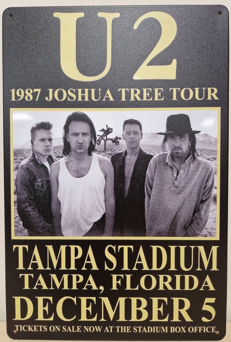U2 Joshua tree tour 1987 Florida Reclamebord van metaal METALEN-WANDBORD - MUURPLAAT - VINTAGE - RETRO - HORECA- BORD-WANDDECORATIE -TEKSTBORD - DECORATIEBORD - RECLAMEPLAAT - WANDPLAAT - NOSTALGIE -CAFE- BAR -MANCAVE- KROEG- MAN CAVE