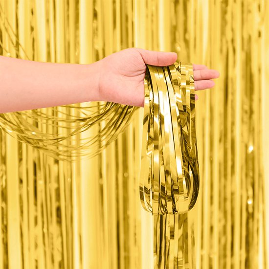 Foto: 2x deurgordijn backdrop glittergordijn glitter foliegordijn feestgordijn verjaardag goud versiering 200 100 cm 2 stuks