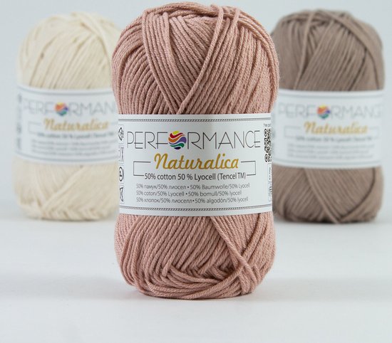 Fil au crochet durable Naturalica vintage rose (2112) - coton et lycocell - 5 pelotes