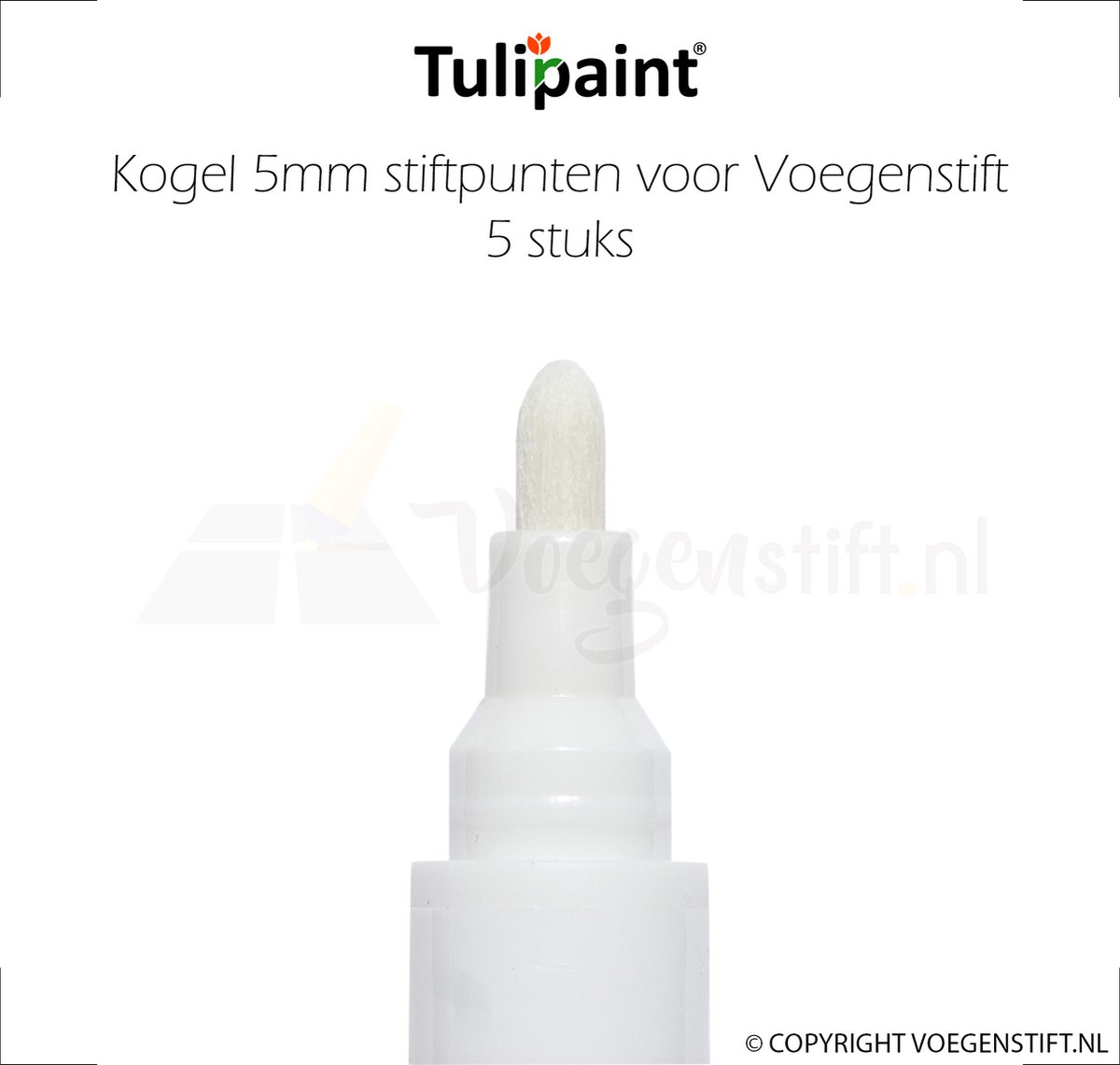 Tulipaint 5mm (Kogel) reservepunten 5 stuks voor Voegenstift - Tulipaint