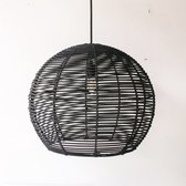 Rotan ronde lamp zwart large - 50 cm - zonder snoer / zonder fitting