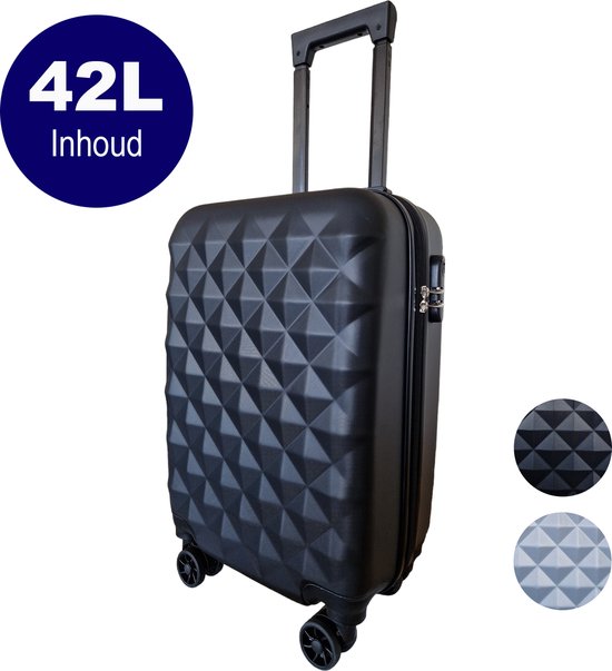 Handbagage Koffer Zwart - Leonardo - Douane Slot - ABS 42Liter - Handbagage Trolley - Hardcase - 4 Zwenkwielen - Reistrolley - Lichtgewicht - 56.5x37x23cm - Black - Small cadeau geven