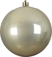 Decoris grote decoratie kerstbal - 14 cm - licht champagne - kunststof - kerstversiering