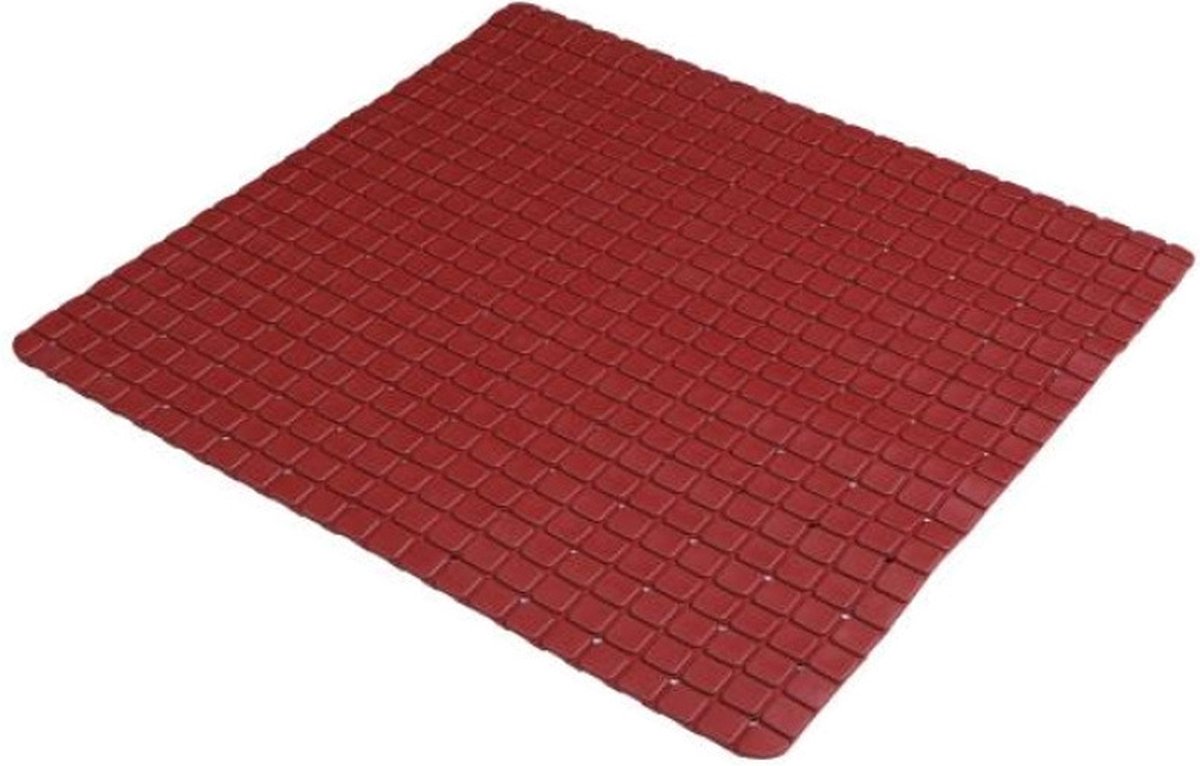 Urban Living Badkamer/douche anti slip mat - rubber - voor op de vloer - donkerrood - 55 x 55 cm
