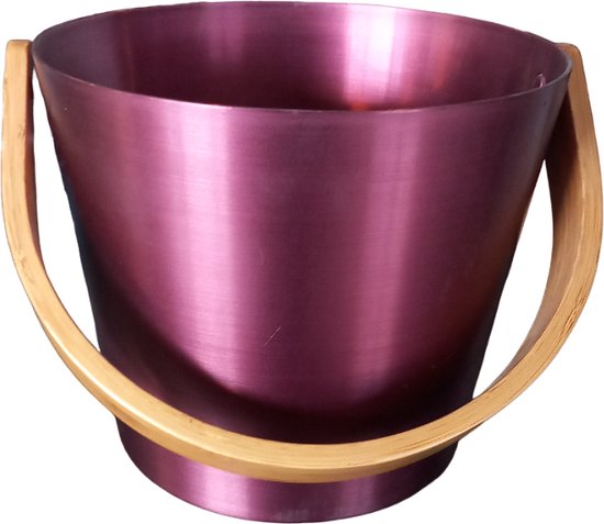Seau Rento Sauna avec une poignée en bambou - Fuchsia (5L)