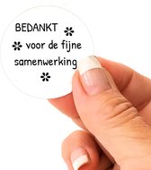 Stickers wit glanzend bedankt voor de samenwerking 4cm 48 stuks