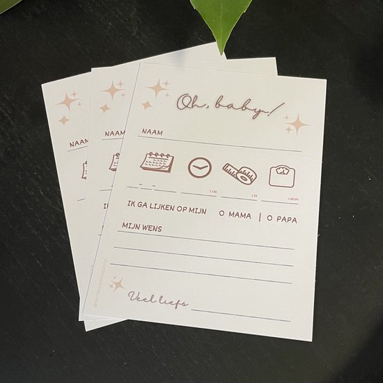 Invulkaarten babyshower & baby reveal Party - 1 set a 10 stuks - Oh baby - Gepersonaliseerde invulkaarten - jongen - meisje - neutraal - wenskaarten van Generico Kids — afbeelding 2