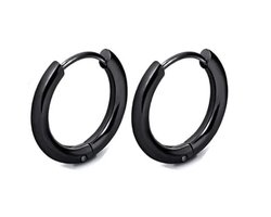 Plux Fashion Hoops Oorbellen - Zwart - 12mm - Stainless Steel - Heren - Dames - Zwarte Oorbellen - Hoops Earrings - HipHop Oorbellen - Sieraden Cadeau - Luxe Style - Duurzame Kwaliteit - Halloween - Oktoberfeest