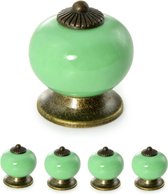 Set porselein/keramische meubelknoppen - meubel/kast/kastdeurknop Vintage Shabby Cottage Antiek voor meubels, lade, kastdeur, groen