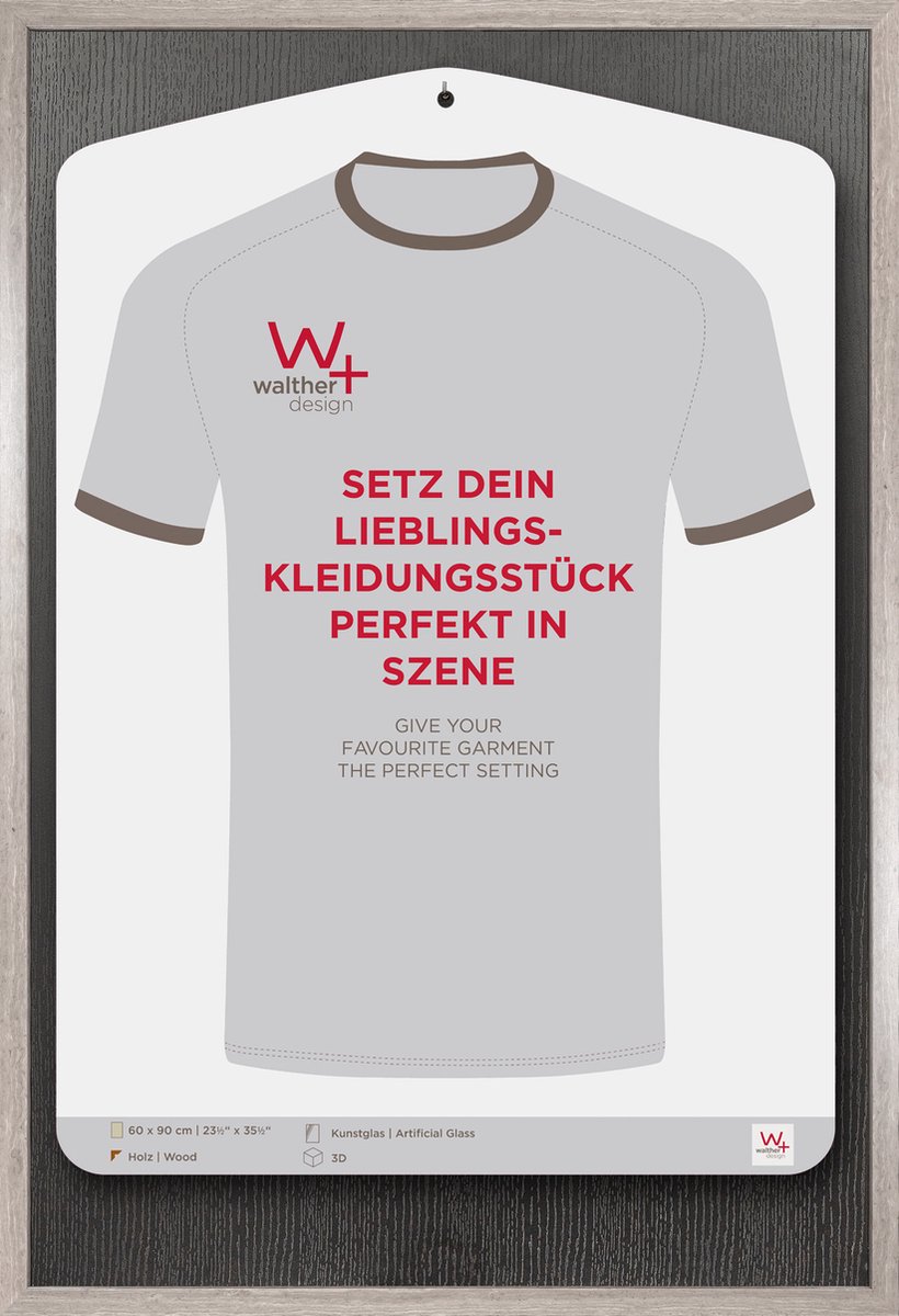 Walther Stockholm - 3D MDF Houten lijst - Fotoformaat 60x90 cm - Kunstglas - Grijs