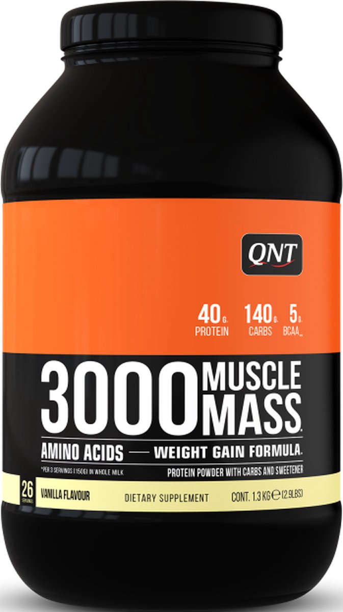 Goedkoopste QNT - Weight gainer Muscle Mass 3000 Vanille (1,3kg