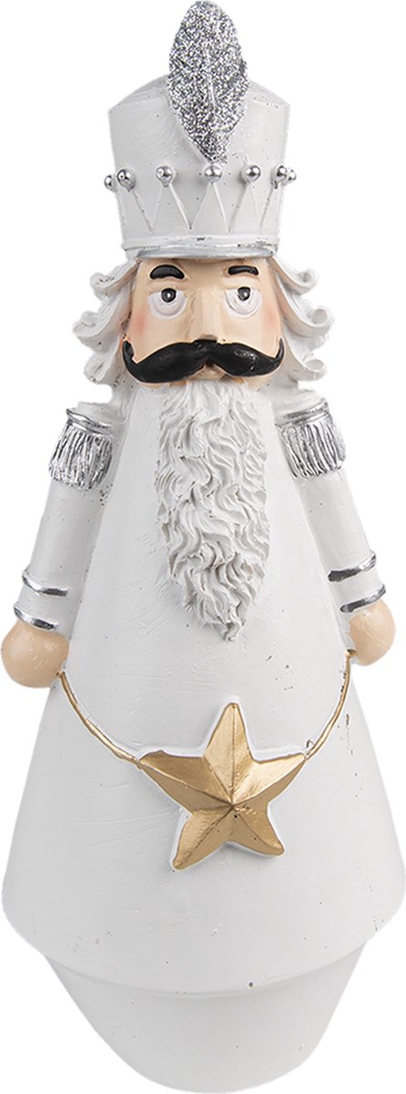 HAES deco Kerst Notenkraker Kleur Wit Formaat 9x9x24 cm Materiaal Polyresin Notenkraker Figuur Notenkraker Soldaat Kerstfiguur Kerstdecoratie