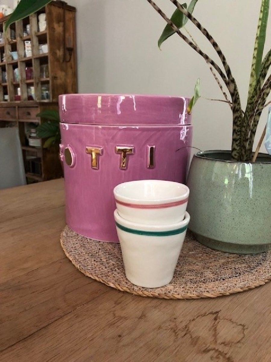 Set van 2 - Cup Pisa rouge - Kop zonder oor - duurzaam - handgemaakt - Agneta Livijn