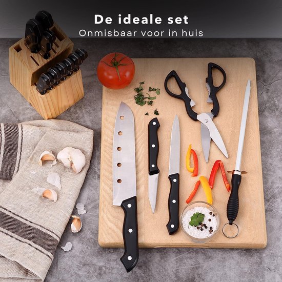 MasterChef Messenblok Met Mes, Keukenmessenset Santokumes Broodmes Koksmes Groentemes En Universeel Roestvrij Staal Scherp 5 Delig Zwart Soft Touch Handgrepen 771451387 MasterChef Messenblok Met Mes, Keukenmessenset Santokumes Broodmes Koksmes Groentemes En Universeel Roestvrij Staal Scherp 5 Delig Zwart Soft Touch Handgrepen 771451387