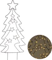 Cheqo® Tuinsteker Kerstboom - Kerstdecoratie Tuin - Grondpen - 90 LED - Tuin Kerstboom - Extra Warm Wit