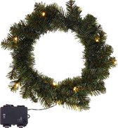 Cheqo® Kerstkrans met LED Verlichting - Krans - Kerstdecoratie - Kerstmis - Met Timer Functie - ø35 cm