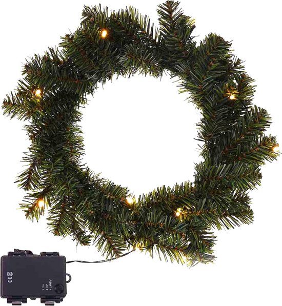 Cheqo® Couronne de Noël avec Siècle des Lumières LED - Couronne - Décoration de Noël - Noël - Avec fonction minuterie - ø35 cm