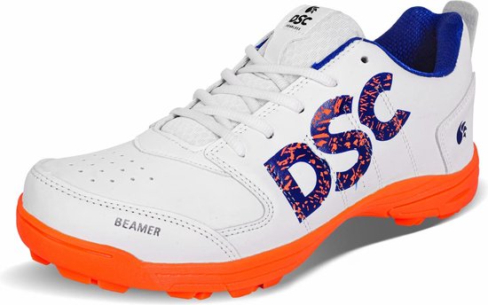DSC Beamer Cricket Shoes for Mens (Orange/White, Size: EU 45, UK 11, US 12) | Material-EVA, PVC | Stability during Running, Fielding & Batting | Lightweight | Durable & Breathable | Sustainable