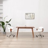 The Living Store Chaise de salle à manger pivotante - blanc - 49,5 x 51,5 x (94,5 - 115,5) cm - rotative à 360 degrés - mécanisme à ressort à gaz