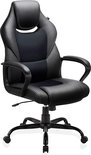 Meisterhome® Ergonomische bureaustoel – Metalen Onderstel – met wieltjes – – Gamestoel – Draaistoel – Wipfunctie – Hoogteverstelling – Gevoerde armleuningen – Executive stoel – Zwart