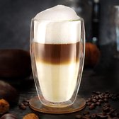 Dubbelwandig thermoglas 250 ml "DG-SH", dubbelwandig glas ook geschikt voor kleine handen, dubbelwandige cappuccinokopjes, koffie, thee, latte glazen, set van 4